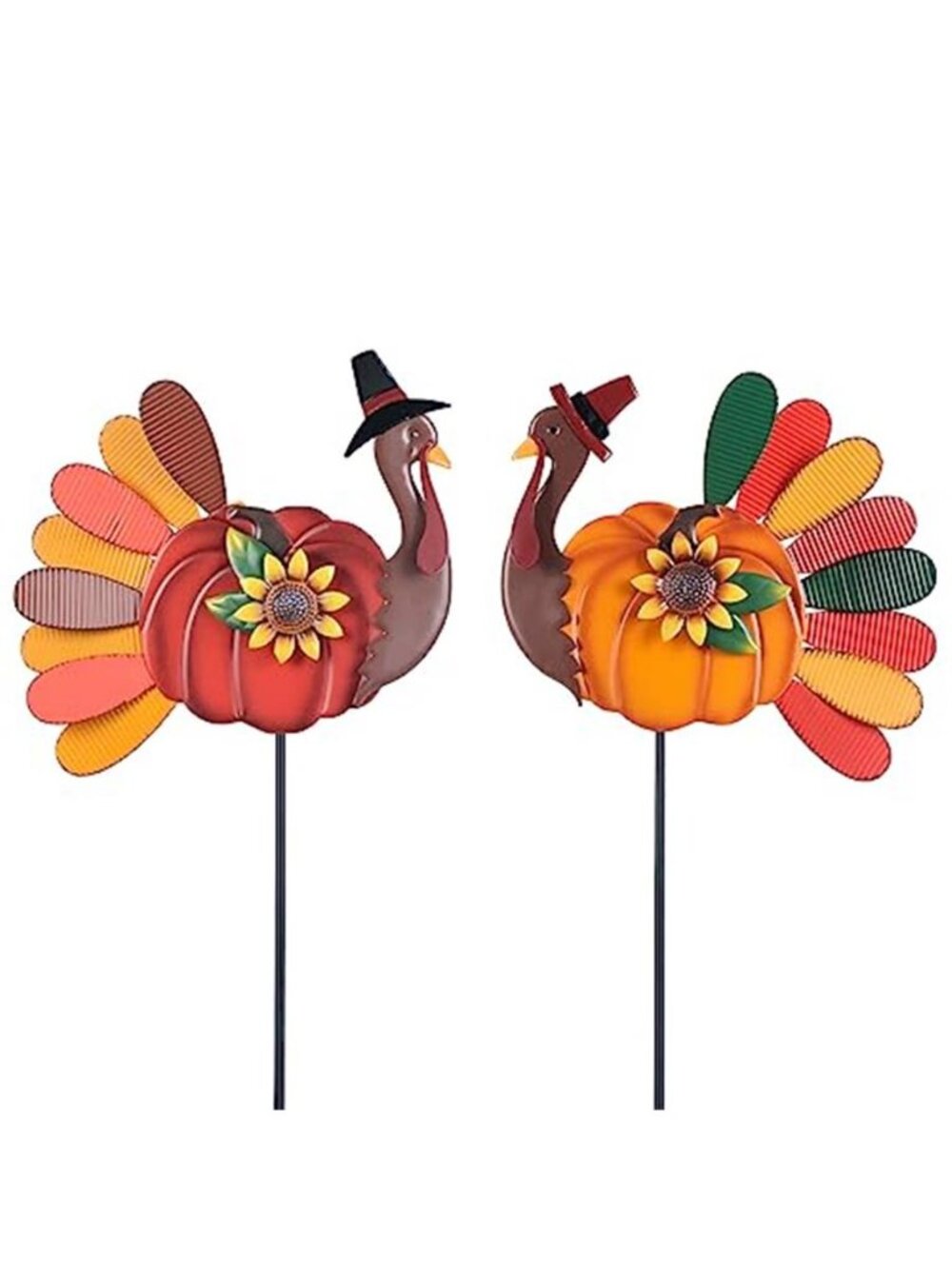 Thanksgiving Decorations Outdoor, Set of 2 Turkey Decorative Garden Stakes